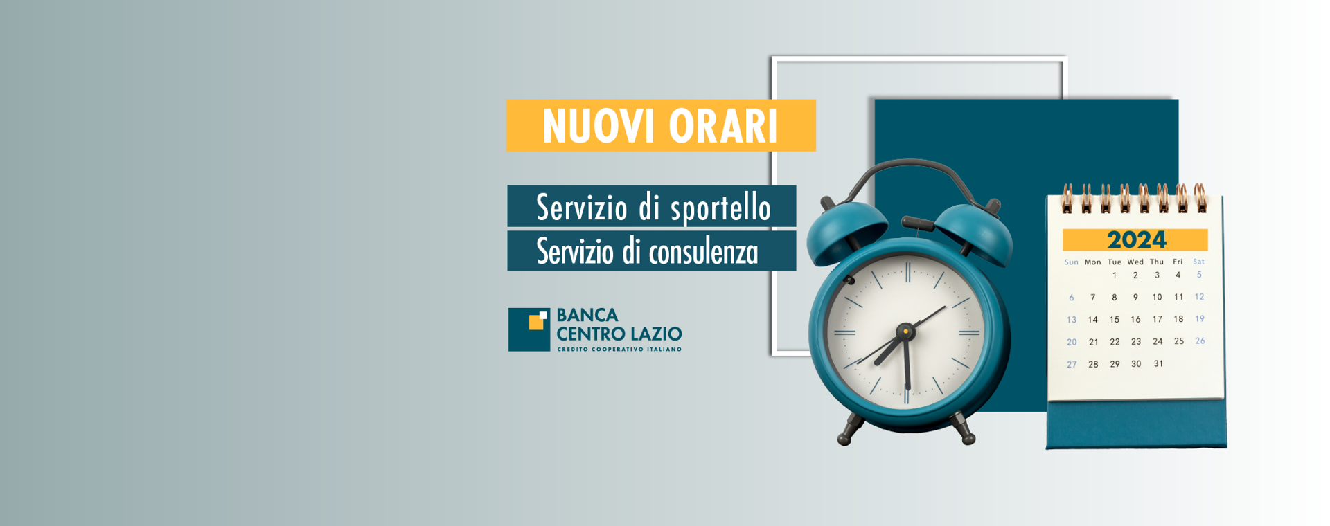 Nuovo orario servizio di cassa 